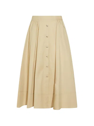 Twinset Button-down Midi Skirt In Neutral