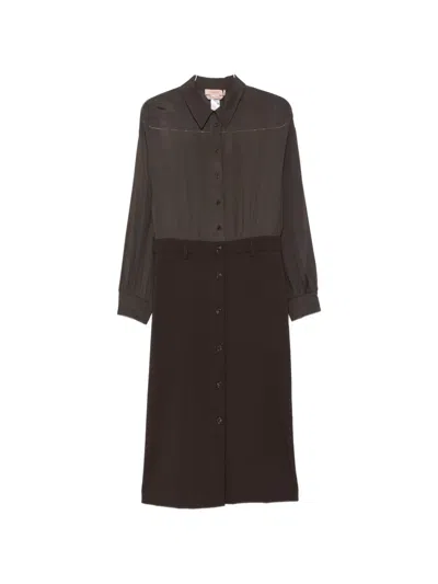 Twinset Button-down Shirt-style Dress In Brown