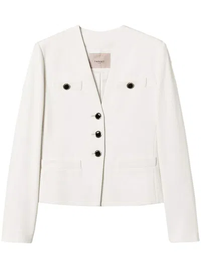 Twinset Buttoned Blazer In Pearl