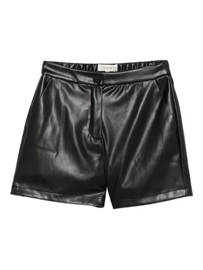 Twinset Buttoned Elasticated Shorts In Black