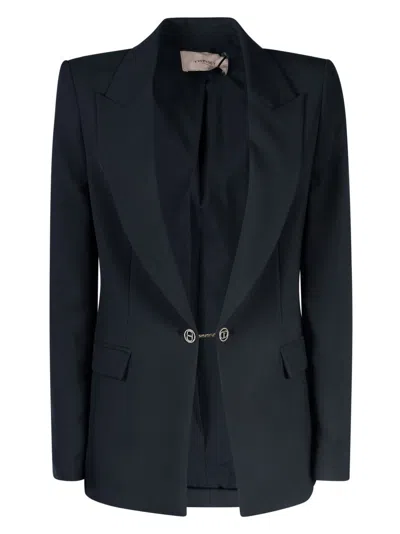 Twinset Buttoned Fitted Blazer  In Black