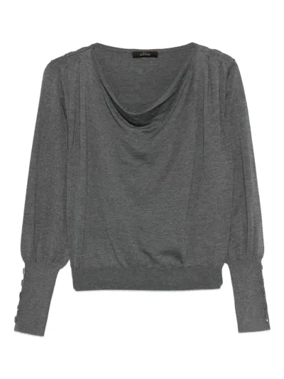 Twinset Buttoned Long-sleeve Top In Gray