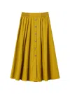Twinset Midi Flared Button Down Front Skirt In Yellow