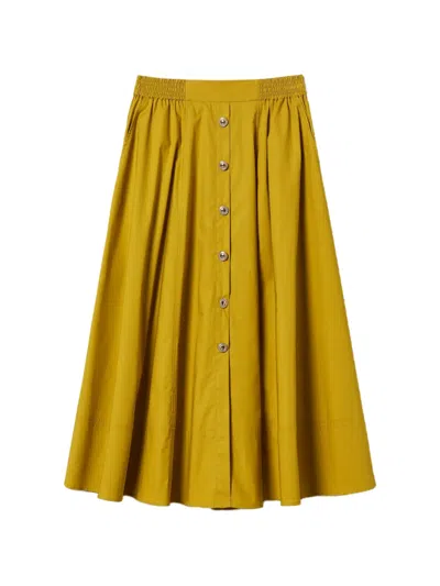 Twinset Buttoned Midi Skirt In Yellow