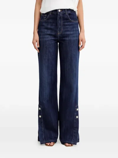 Twinset Buttoned-slit Jeans In Blue