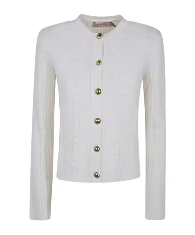 Twinset Button-up Crewneck Jacket In White