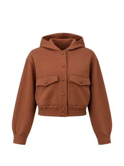 Twinset Button-up Hooded Jacket In Brown