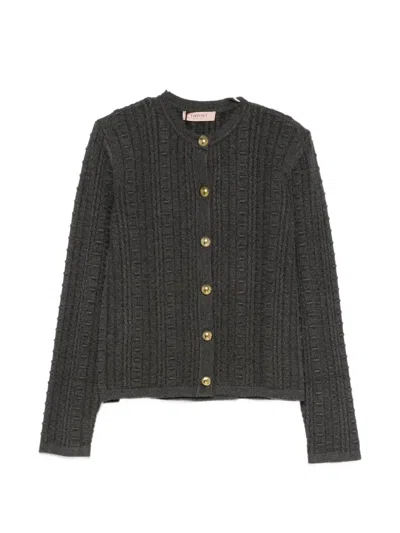 Twinset Button-up Crewneck Jacket In Gray