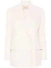 Twinset Double-breasted Blazer In Beige