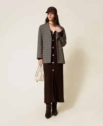 Twinset Caban En Laine Mélangée Avec Lurex In Multi