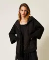 Twinset Caban En Scuba Et Nylon In Black
