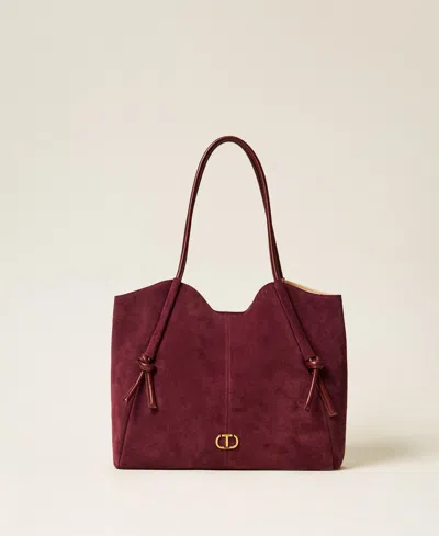 Twinset Cabas En Cuir Velours Avec Nauds