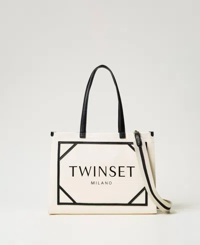 Twinset Cabas En Toile Avec Logo