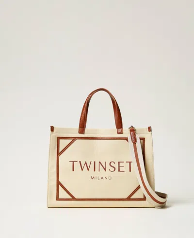 Twinset Cabas En Toile Avec Logo