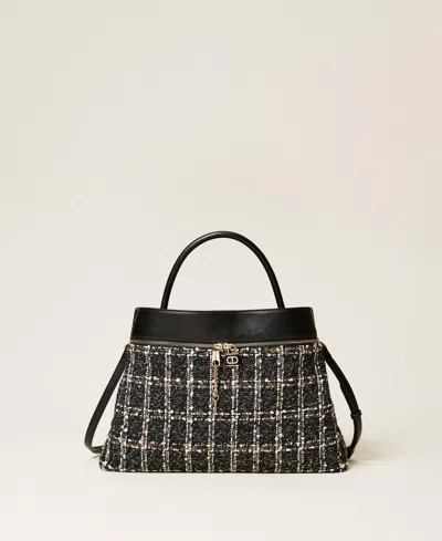 Twinset Cabas En Tweed Avec Cadenas Oval T
