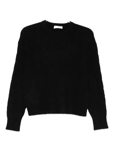 Twinset Cable-knit Crew-neck Top In Black