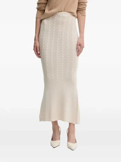 Twinset Cable-knit Flared-hem Midi Skirt In White