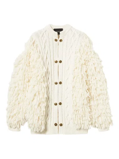 TWINSET CABLE-KNIT FRINGED CARDIGAN