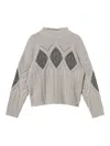 Twinset Cable-knit Intarsia Jumper In Gray