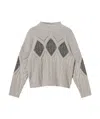 Twinset Cable-knit Intarsia Jumper In Gray