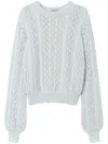Twinset Cable-knit Open-back Jumper In Blue