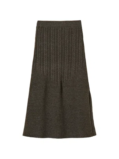 Twinset Cable Knit Midi Skirt In Green