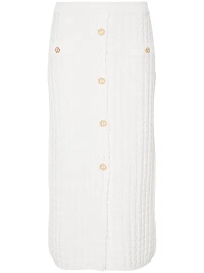 Twinset Cable-knit Midi Skirt In White