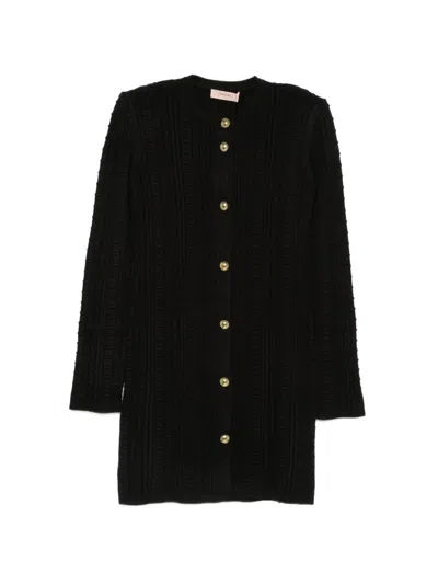 Twinset Cable Knit Mini Dress With Front Buttons In Black