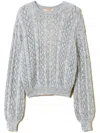 Twinset Cable-knit Open-back Jumper In Grey