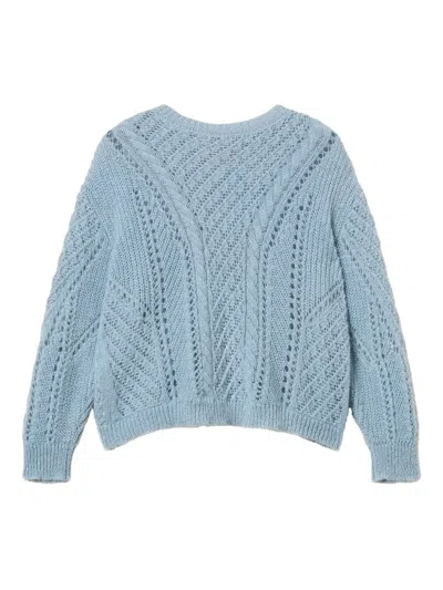 TWINSET CABLE-KNIT OPEN-WORK SWEATER