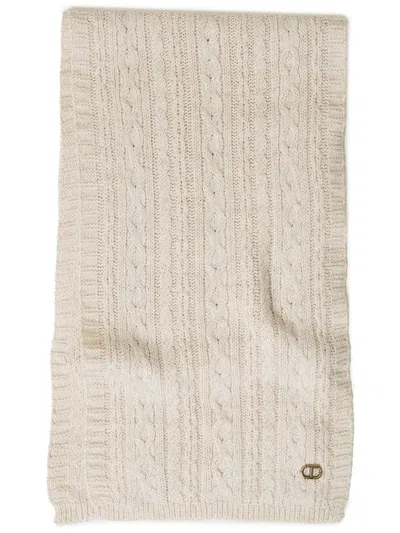 Twinset Cable-knit Scarf In Neutrals