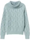 Twinset Cable-knit Open-back Jumper In Blue