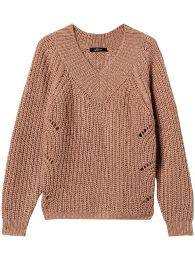 Twinset Cable Knit Sweater In Brown