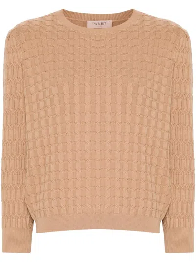 Twinset Cable-knit Sweater In Neutrals