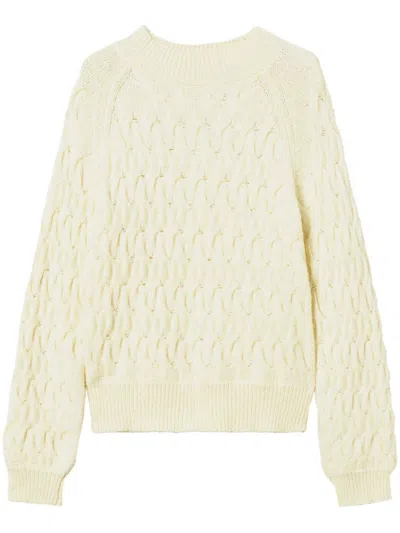 Twinset Cable-knit Turtleneck Jumper In Yellow