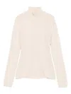 Twinset Cable Knit Turtleneck Sweater With Textured Pattern In Neutral