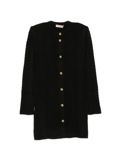 Twinset Cable-knit Button-front Mini Dress In Black