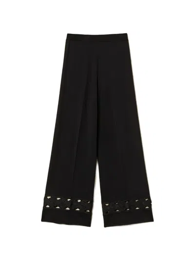 Twinset Cable-knit Trousers In Black