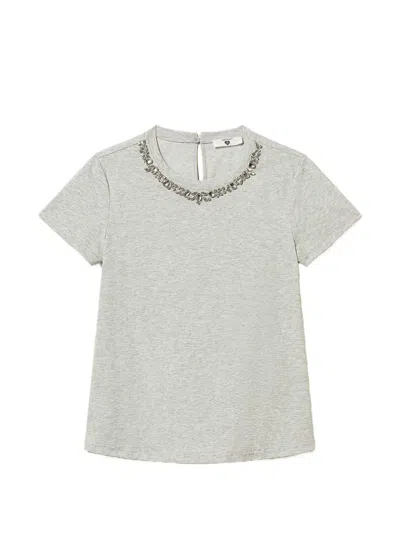 Twinset Cabochon-embellished T-shirt In Gray