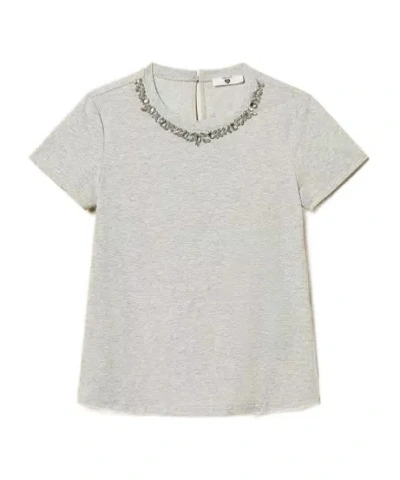 Twinset Cabochon-embellished T-shirt In White