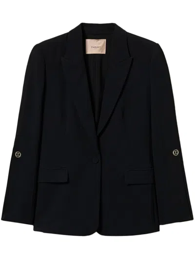 Twinset Cady Single-breasted Blazer In Black