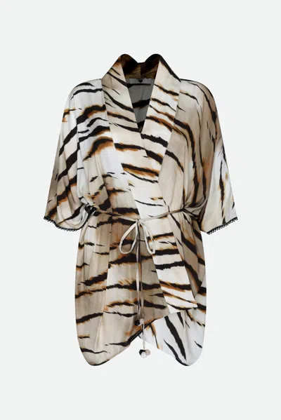 Twinset Caftano Animalier In Nude