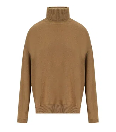 Twinset Camel Turtleneck Sweater In Brown