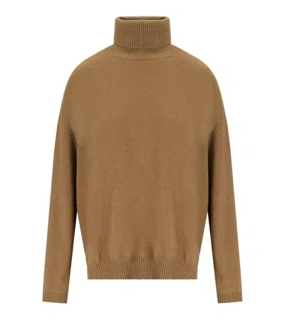 Twinset Camel Turtleneck Sweater In Brown