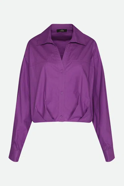 Twinset Actitude Poplin Cropped Shirt In Purple
