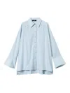 Twinset Bezel Embroidery Poplin Shirt In Blue