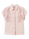 Twinset Embroidered Poplin Shirt In Nude & Neutrals