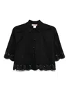 Twinset Twin-set Cropped Black Shirt With Classic Collar