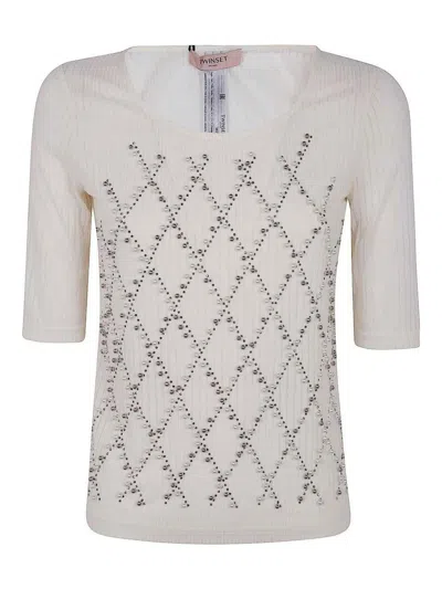 Twinset T-shirt With Necklace Decoration In White