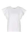 Twinset T-shirt With Macrame Sleeves In White